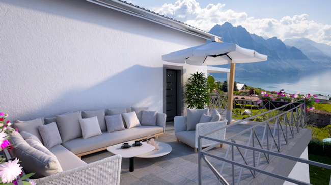Render del Terrazzo del Progetto Collina Blu